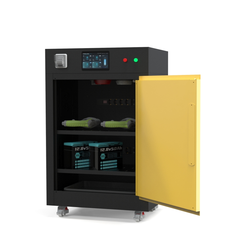 Умный ионно-литиевый шкаф для зарядки и хранения, 2 полки, высота 1100мм, одна дверь, ручная или самозакрывающаяся дверь типа, сенсорный экран управления