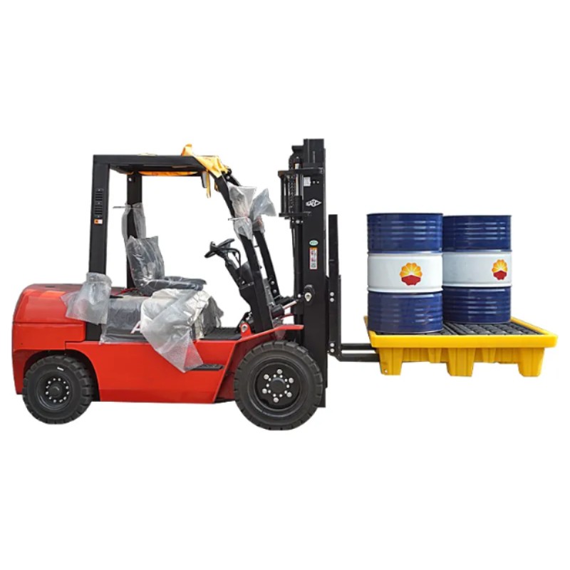 PE поддон удержания разлива с осушением, желтый/черный, высота 300мм, для 4 барабанов